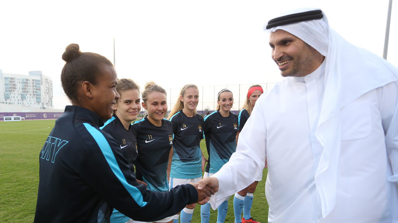 Khaldoon Al Mubarak meets Manchester City Women's players